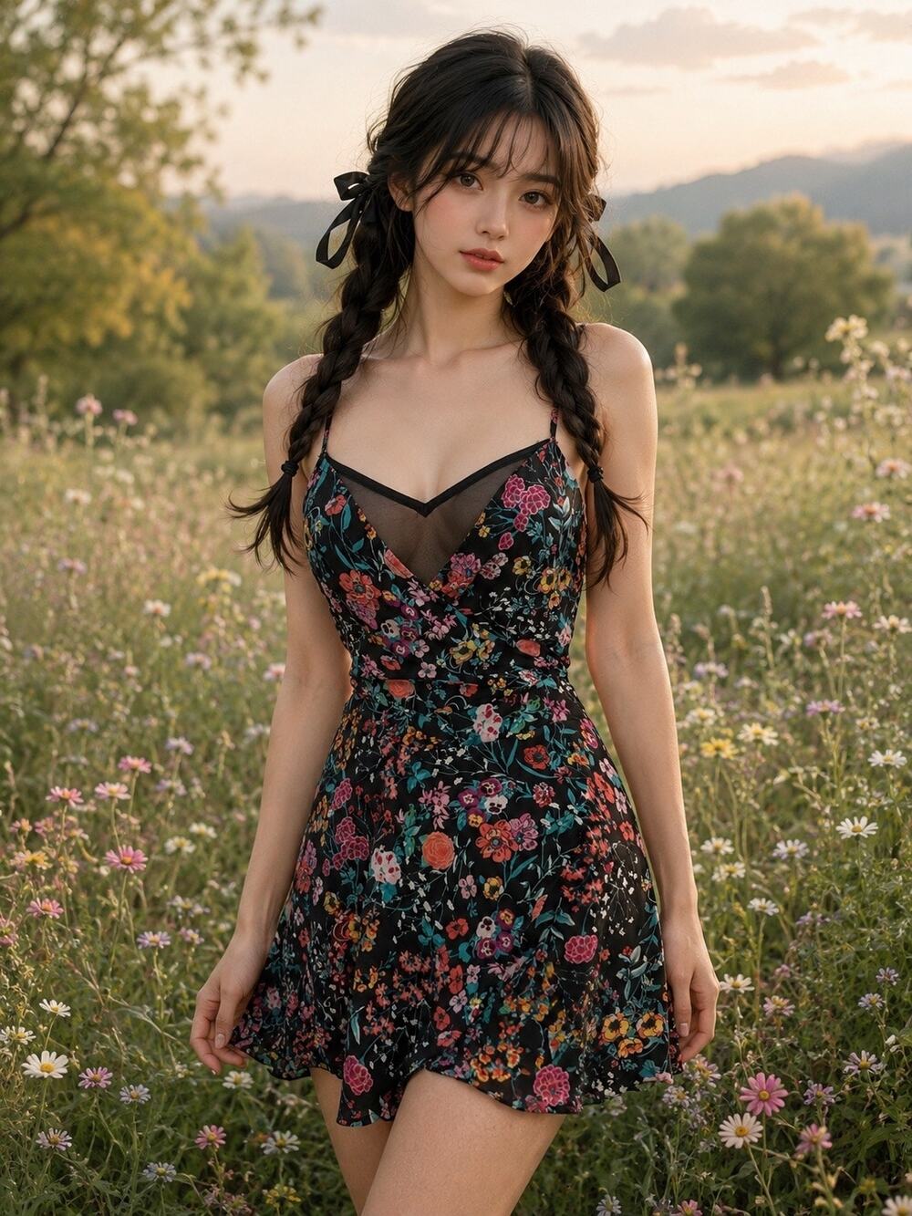 Express Enchanted Petal Path floaty floral skirted shorts romper playsuit